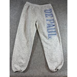 VINTAGE Jansport Men Pants Gray De Paul Athletic Jogger Fleece Sweatpants 90s XL